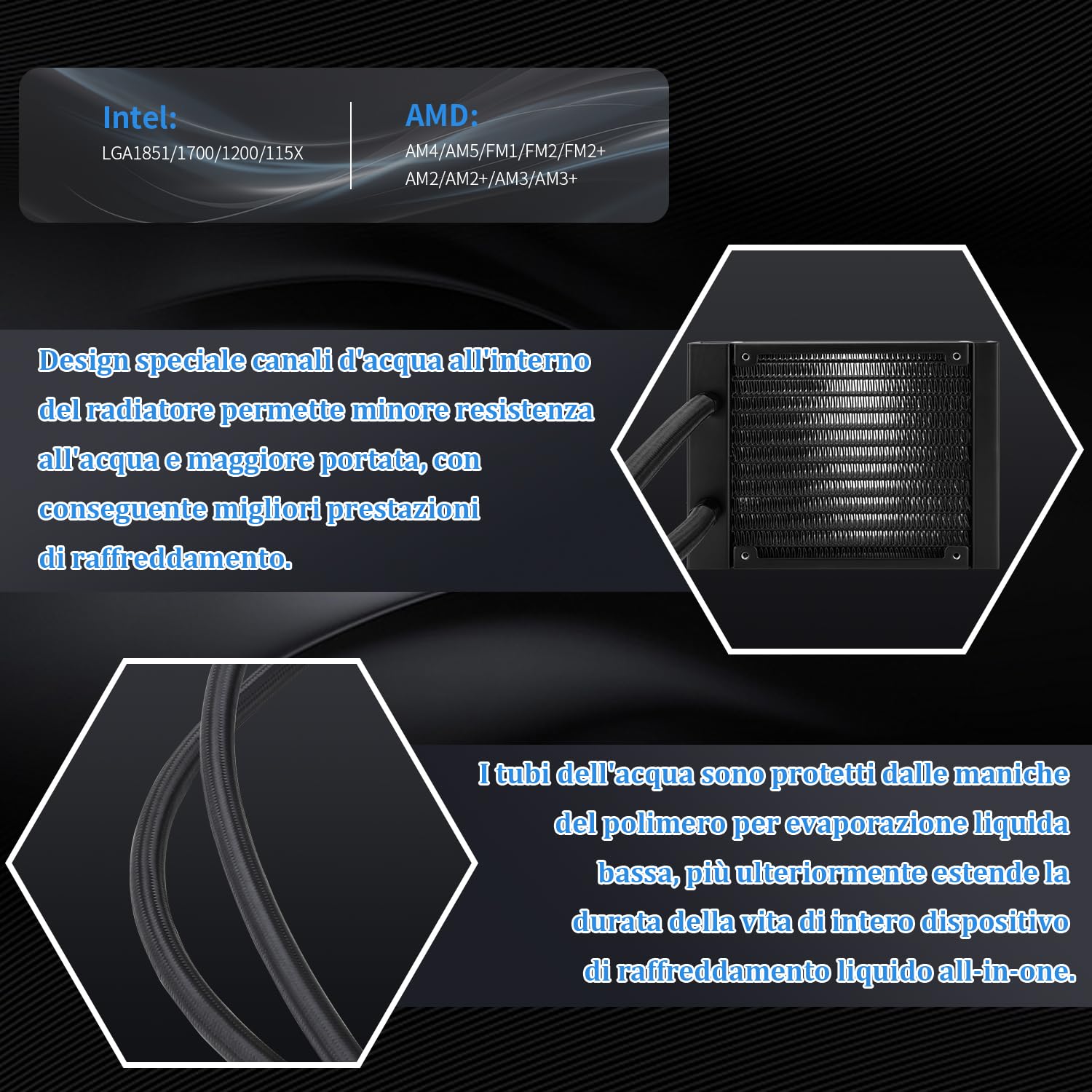 TR-Frozen Notte 120 ARGB Bianco Raffreddamento liquido del processore, Velocità della testa della pompa AIO fino a 2800RPM, Ventilatori TL-E12W-S V2 PWM, per AMD/AM4/AM5, Intel LGA1851/1700