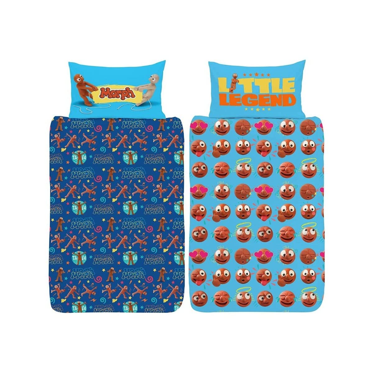 Morph Single Duvet Cover - Tada Design - Official Aardman Reversible Bedding Set - Polycotton