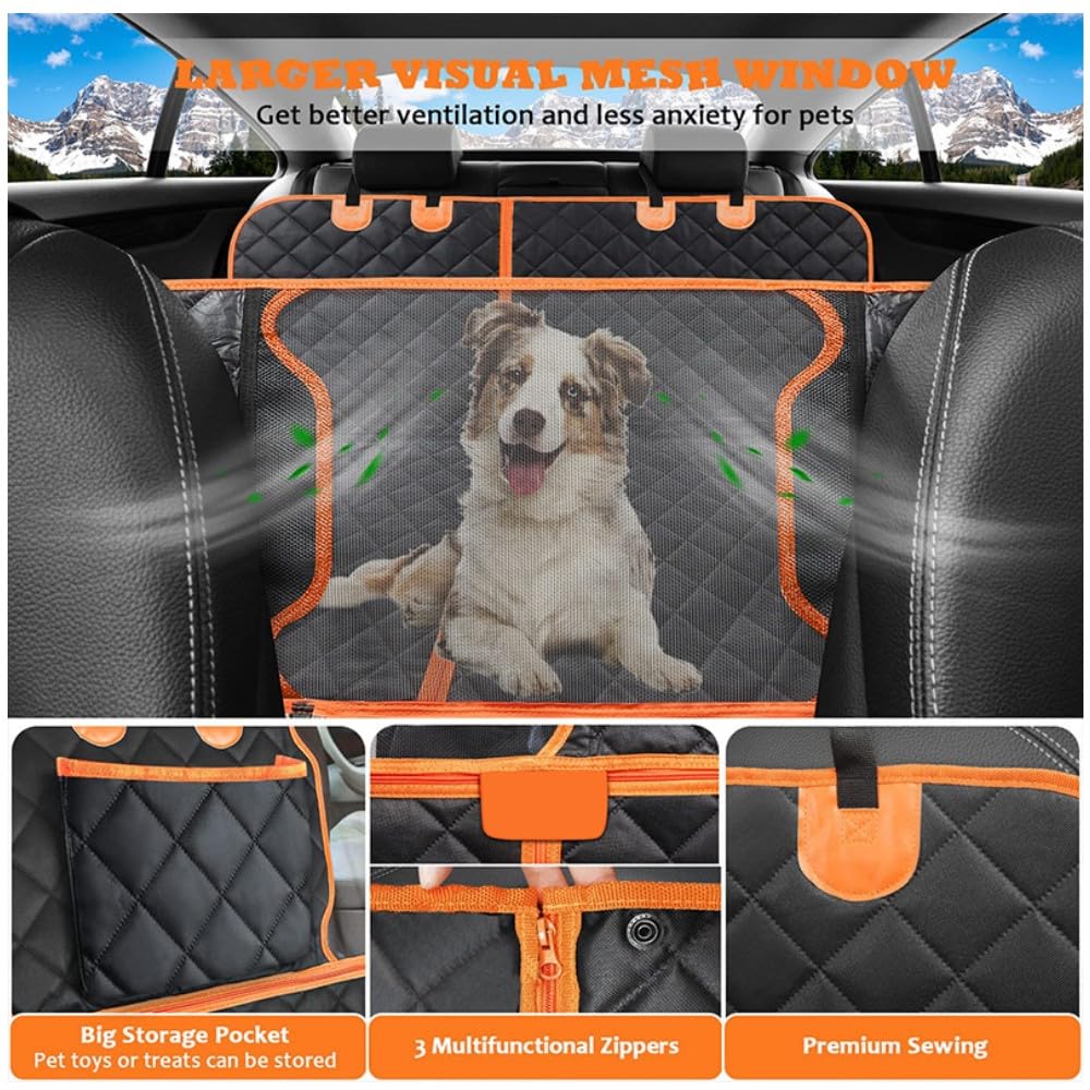 M/P Dog car seat Cover for Pets 100% Waterproof Seat Cover Hammock with Mesh Window 600 D Heavy Duty Scratch Proof Nonslip Durable Soft Back seat Cover for Cars Trucks and SUVs seat Covers - image 5