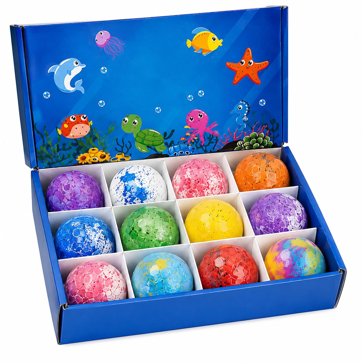 Kids Bath Bomb Gift Set, 12 Pack Colorful Fizzy Bath Bombs with Surprise Toy Inside, Bubble Bath Balls Gift Set for Boys & Girls, Bath Time Fun Gift-image-21