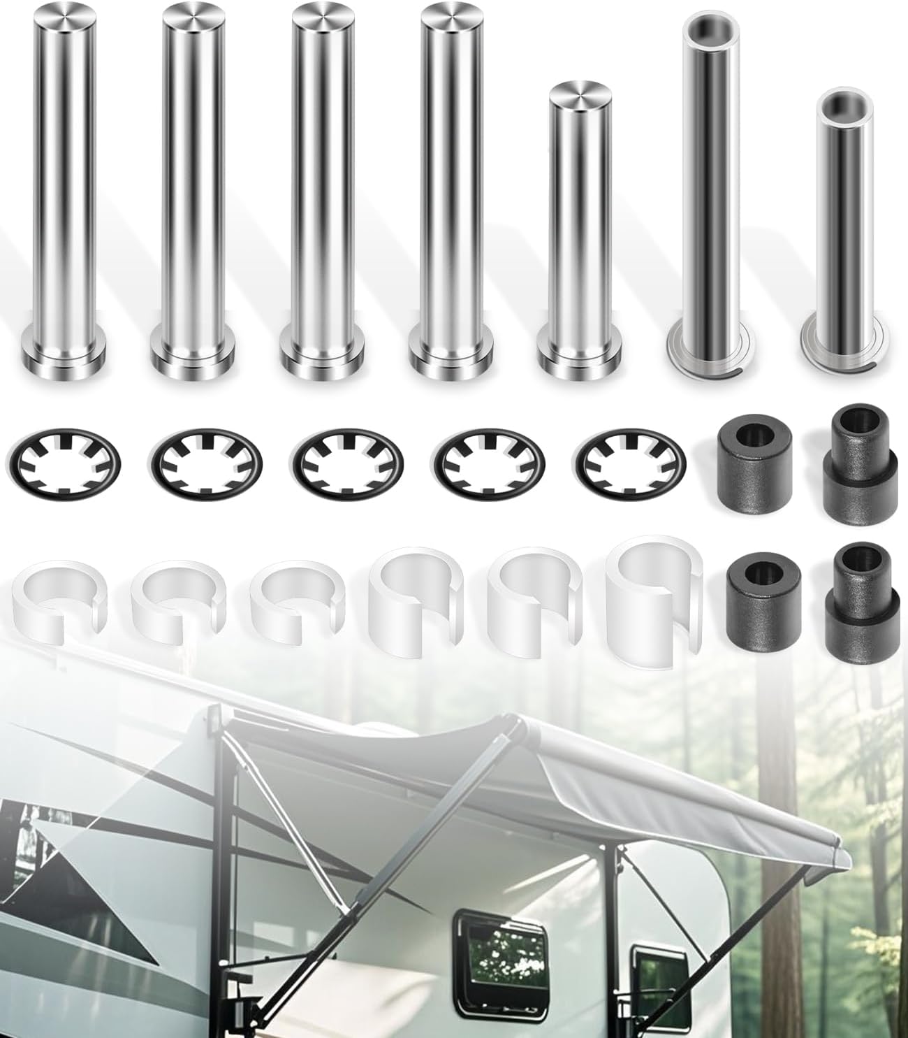 Awning Pins and Fasteners Kit with R001576 Awning Gas Spring Mounting Kit fits for Dometic 9100/9200 Power RV Awning (22 PCS)