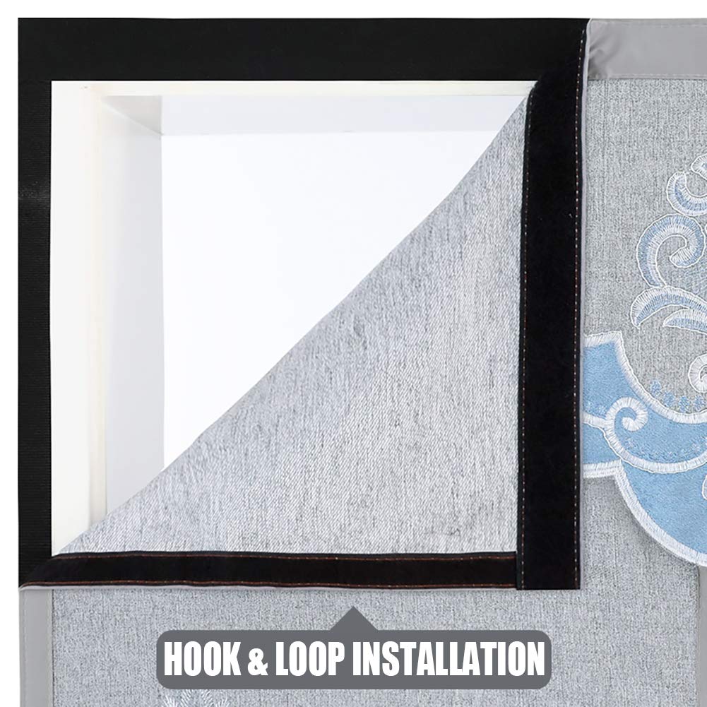 Rideau Occultant pour Porte Avec Embrasses de Rideau Magnétique Thermique Isolation Porte Moustiquaire Rideau De Porte Isolant Coupe-vent Phonique 200x240cm Filet Creux Bleu