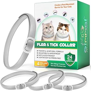 Zecken‑Flohhalsband Katze – 24 Monate Schutz, verstellbares Katzen Halsband, hautfreundliches flohhalsband Katze, wasserdichtes zeckenhalsband für Katzen (Ggrau, 4 Stück)