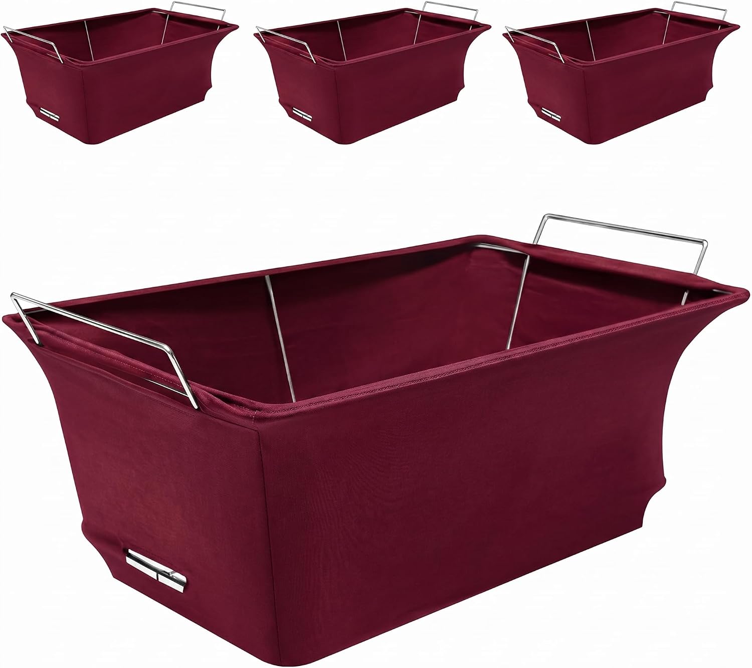 4-Pack Chafing Dish Covers - Decorative Fabric Chafer Wind Guard for Catering Buffet Wire Racks - Professional Food Warmer Stand Shield for Weddings & Outdoor Events (Burgundy)