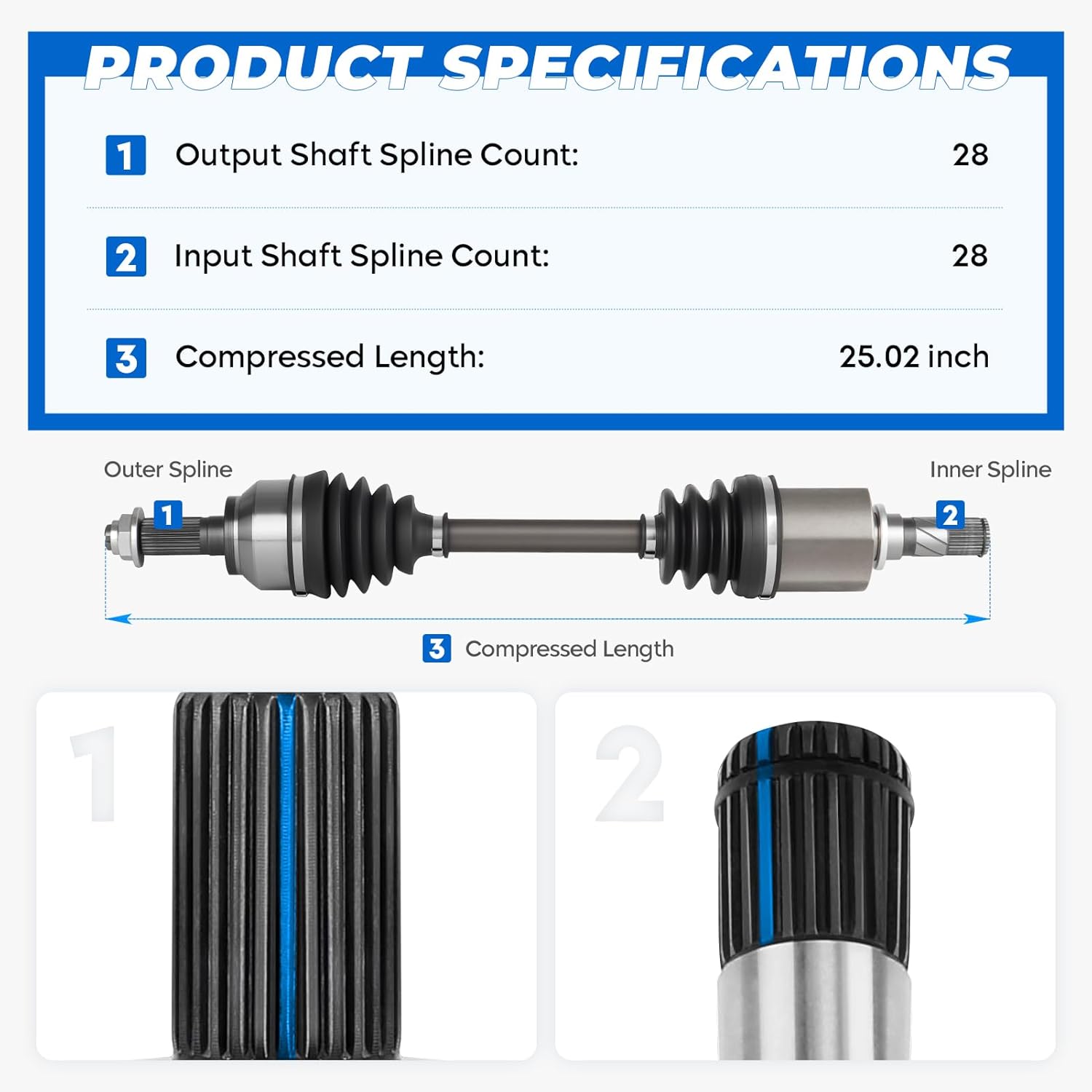 TadaMark Front Left CV Axle Shaft Assembly Fit for Mazda 3 2005(From 01/06/2005) 2006-2013(Manual Trans), for 2007-2013(Auto Trans); for Mazda 5 2006-2010 2012-2015(Manual Trans), Driver Side