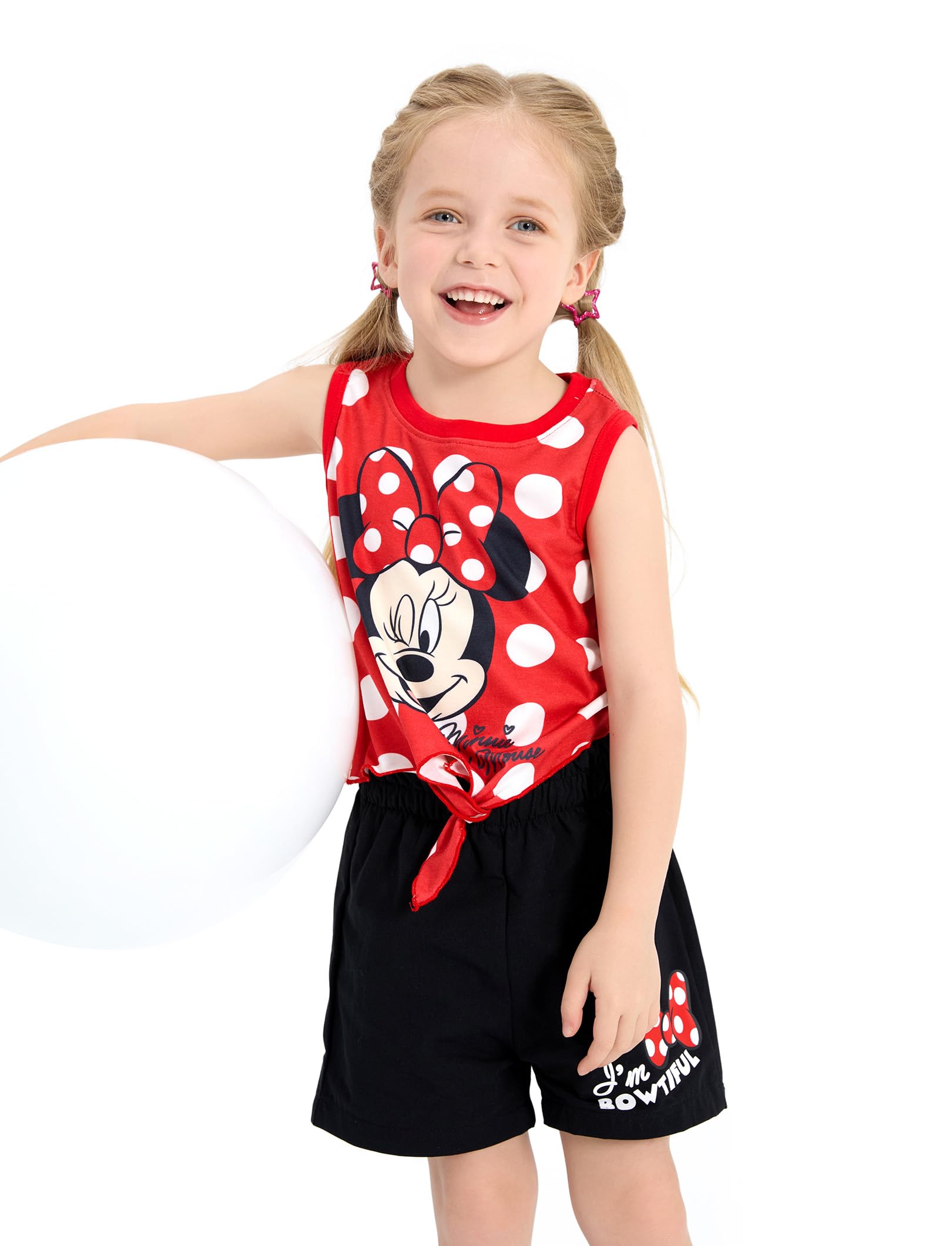 Disney Frozen Princess Minnie Stitch - Sudadera de manga larga con nudo frontal y pantalones acampanados para otoño, 2 piezas, 2-9 años