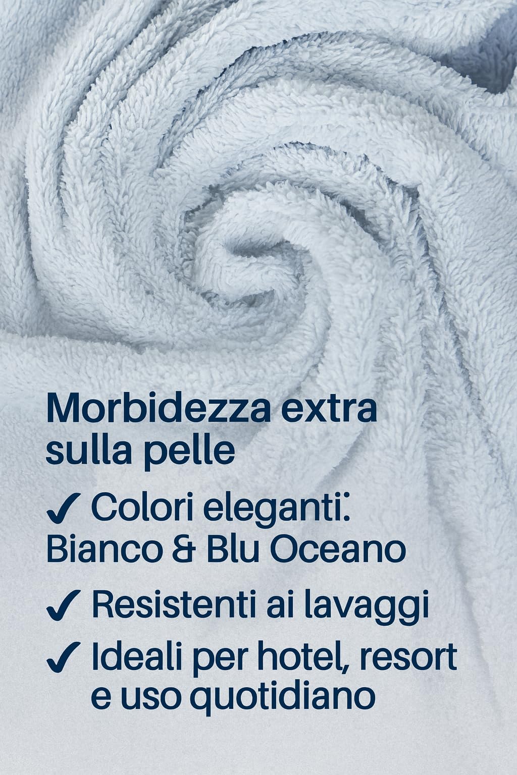 Set 12 Asciugamani in Spugna di Cotone Premium, Bianco e Blu Oceano, 60x100 cm, 500 g/m², Qualità Alberghiera, per Hotel e Spa