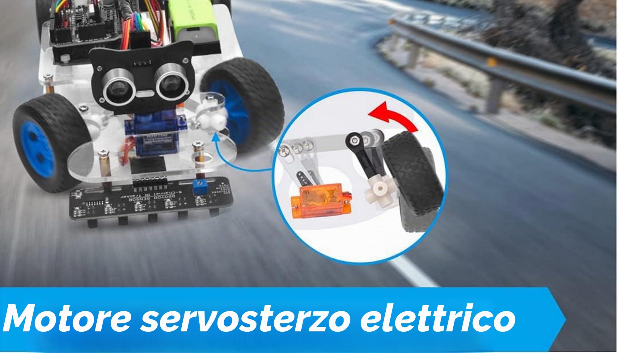 OSOYOO Sport Robot Smart Car per Arduino Uno | Kit Fai-da-Te della cremagliera del servo-sterzo | Bluetooth Mock Driving | WiFi IOT | Auto Drive | Learn C++ Programming