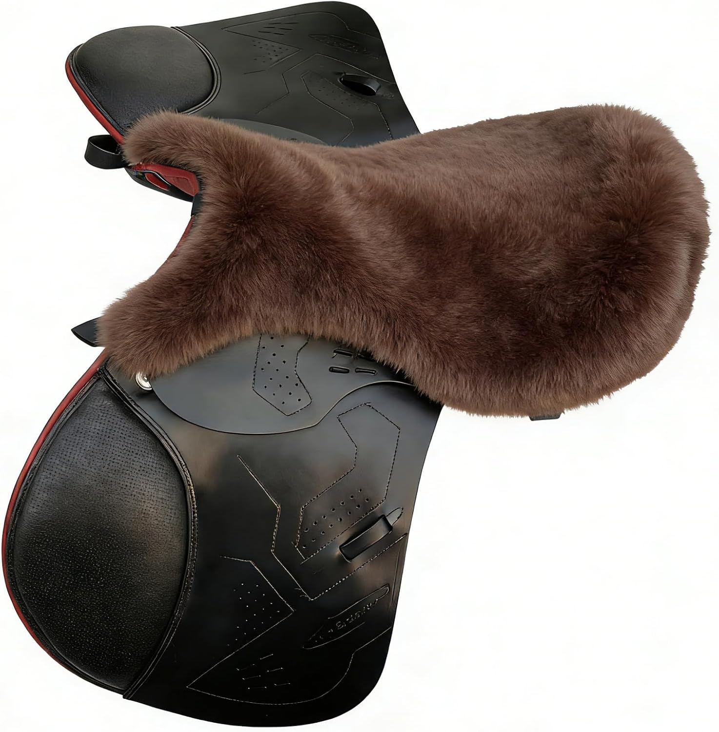 Genuine Sheepskin Saddle Pad, Breathable and Non-Slip British-Style Sheepskin Saddle Seat Cover