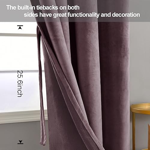 Miniatura 3 de JIUZHEN Cortinas de terciopelo de 96 pulgadas de largo, con aislamiento térmico, para oscurecer la habitación, con ojales, cortinas texturizadas de