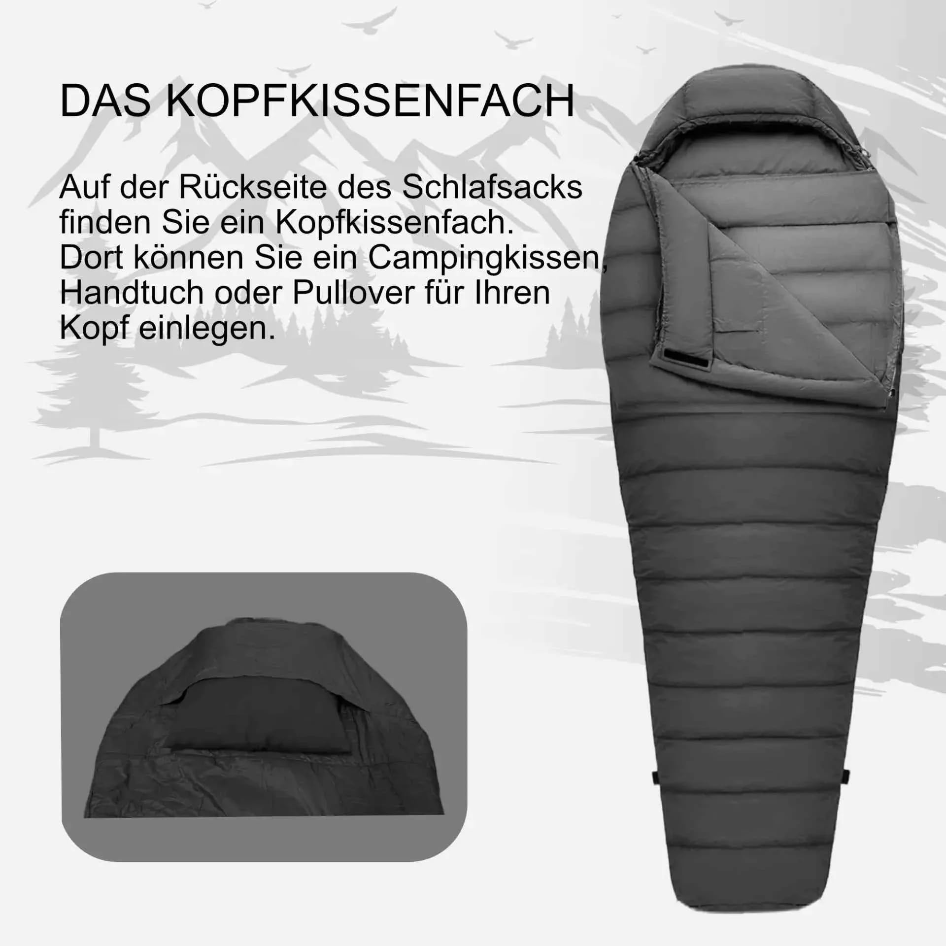 Mumienschlafsack Norskskin Ultralight 205 Grau Koppelbar Extrem