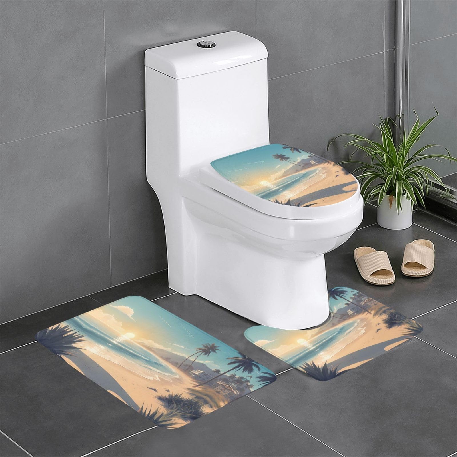 Tapis de salle de bain antidérapant Sunshine lot de 3 facile à nettoyer