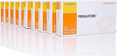 Miniatura 10 de Smith+Nephew PRIMAPORE Apósito adhesivo periférico IV, apósito adhesivo no tejido, almohadillas absorbentes para vendaje para heridas, productos