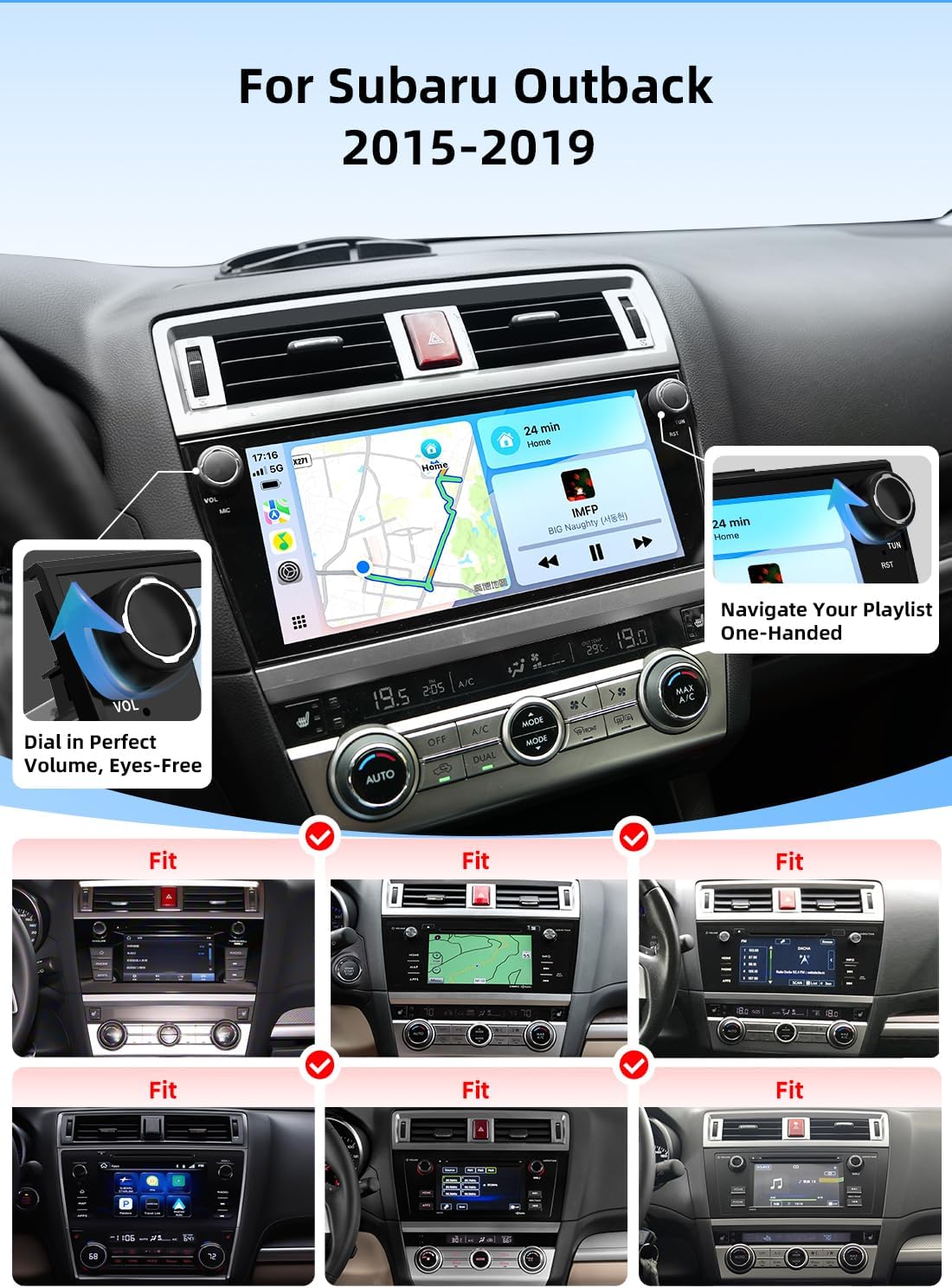 Dasaita Qualcomm Snapdragon Car Stereo for Subaru Outback 2015-2019, 8G+256GB Android 13 Plug & Play GPS Navigation Head Unit with Wireless CarPlay/Android Auto, 10.33" QLED Screen Keep Control Knobs