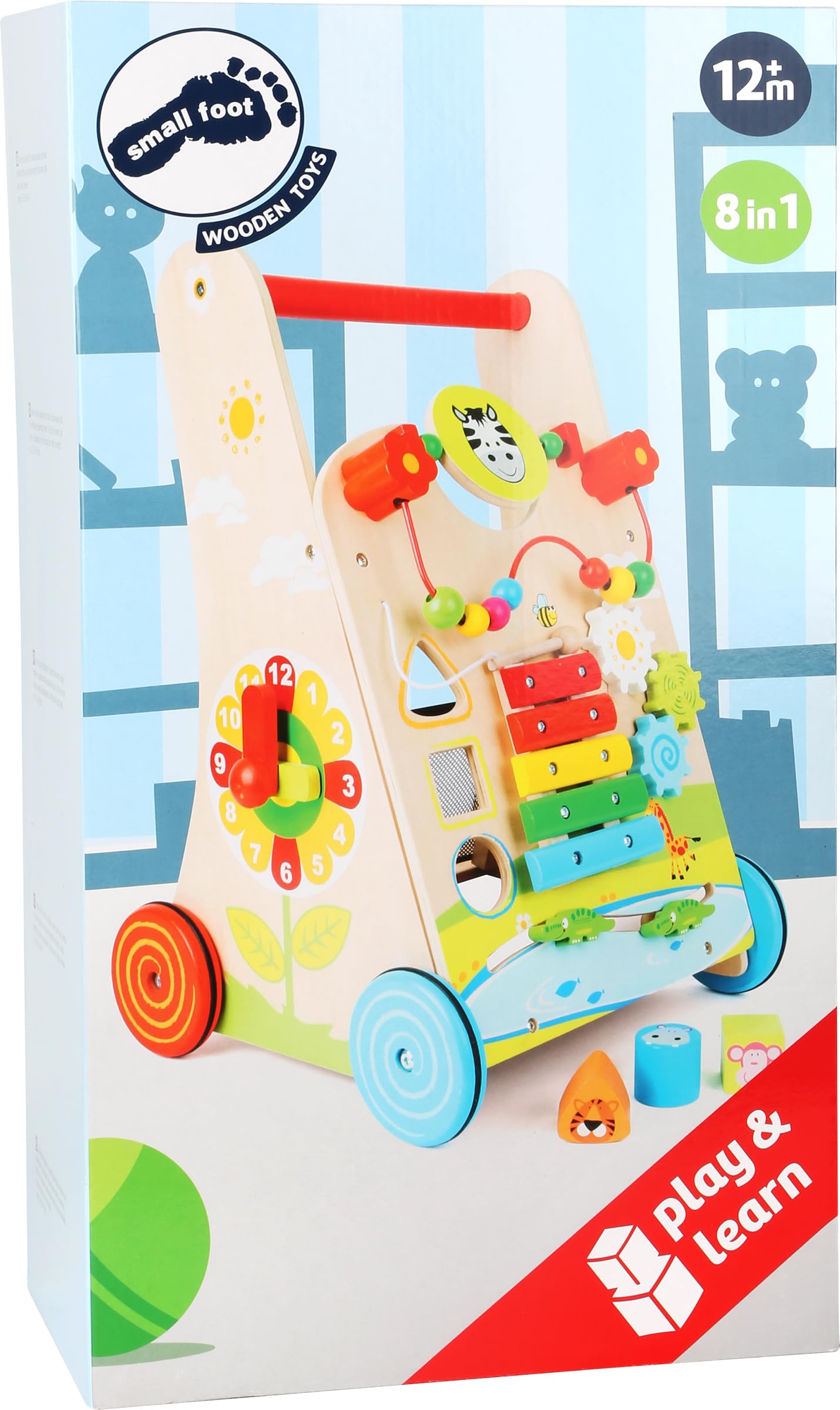 Small Foot 10606 Chodzik dla niemowląt, z drewna, z różnorodną zabawą dla dzieci w wieku od 2 lat