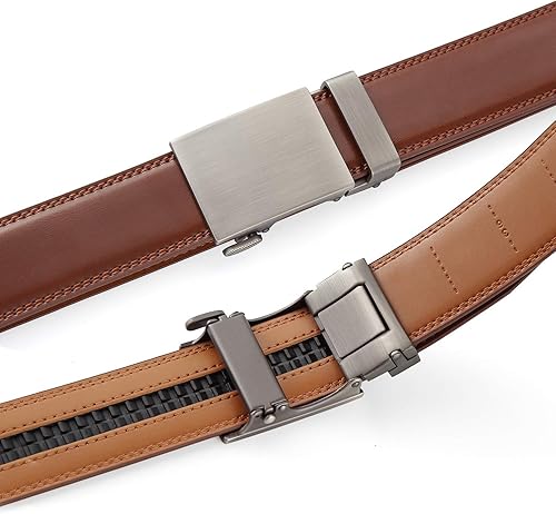 Miniatura 5 de Cinturón de trinquete para hombre, cinturón casual de cuero con hebilla ajustable para adaptarse a 13.8 in de ancho
