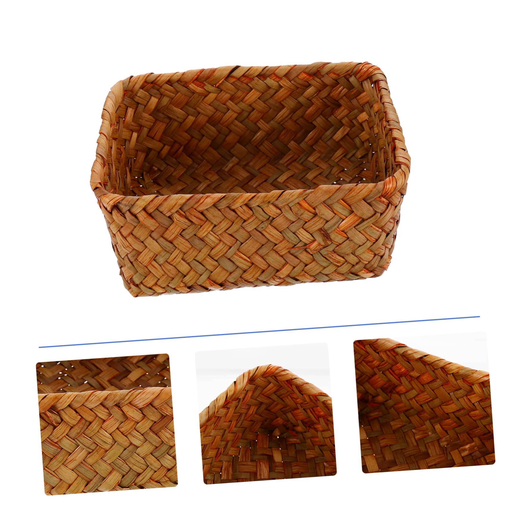 SOLUSTRE 1Pc Hand Woven Seaweed Storage Basket Food Basket for Fruits Vegetables Snacks and Design for Home Kitchen Hotel Organization