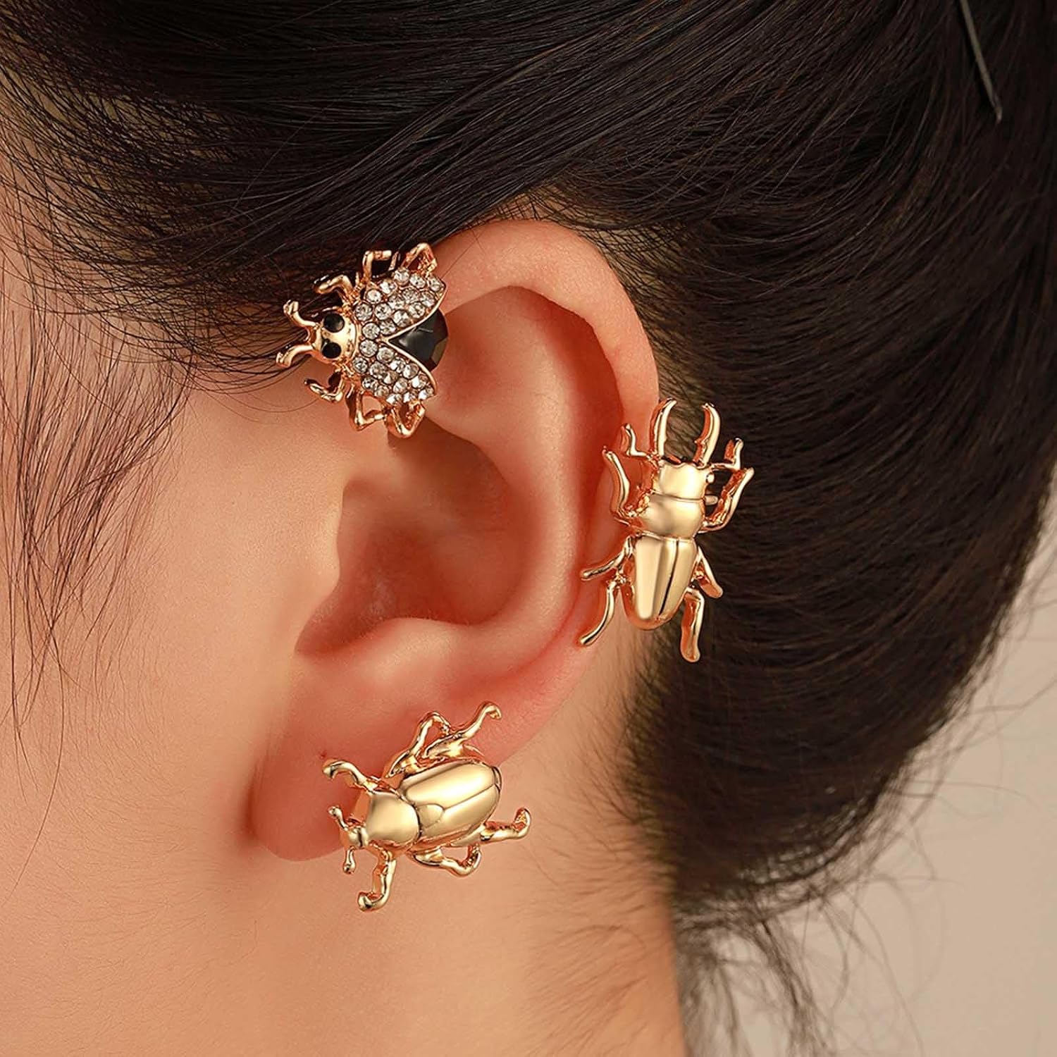 Punk Bee Scorpion Ear Cuff Earrings Gold Insect Ear Clip Wrap Earrings Hippie Beetle Ear Climber Crawler Earrings Hypoallergenic Cartilage Piercing Jewelry Gifts for Women