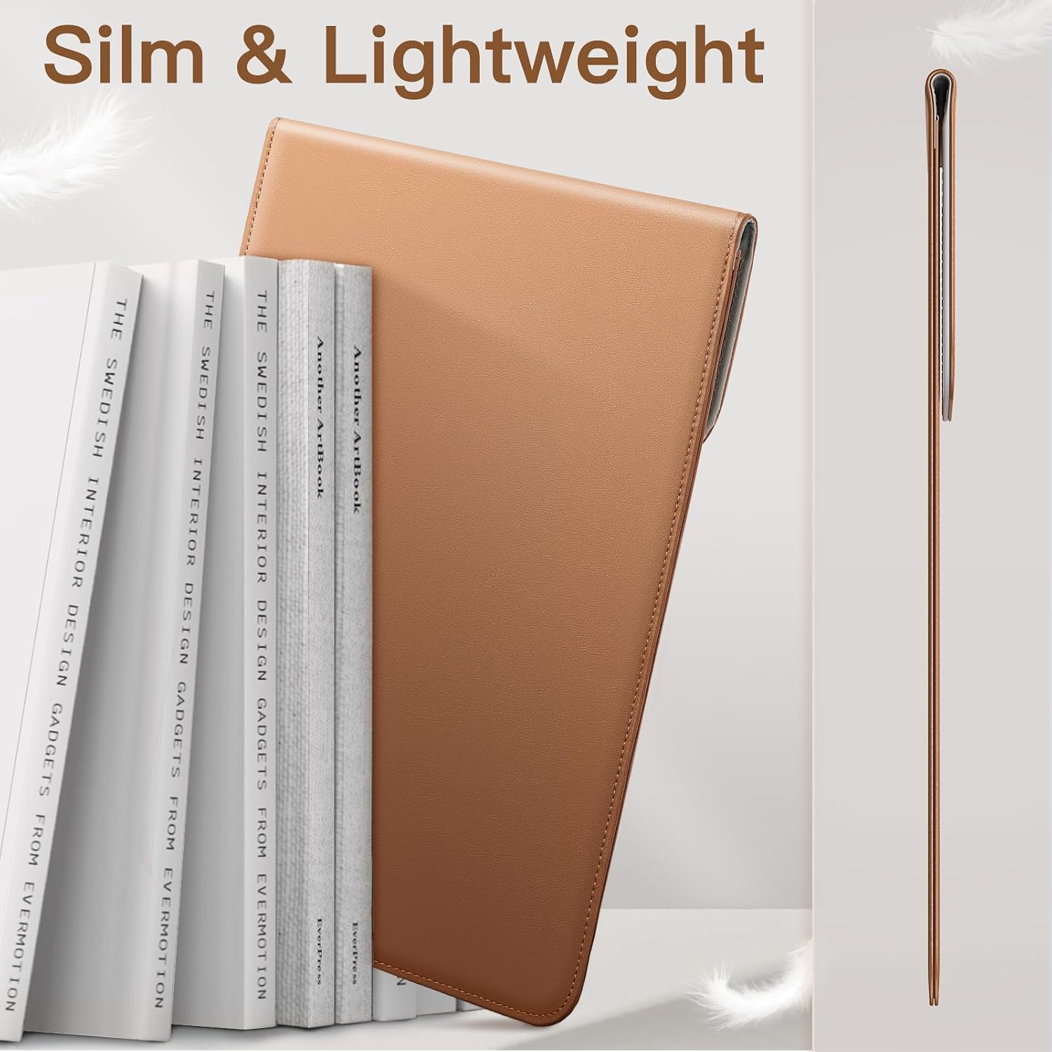 JETech Slim Laptop Sleeve for MacBook Neo (A18 Pro), MacBook Pro 14-Inch(M1-M5, 2020-2026), PU Leather Case with Magnetic Closure (Brown)