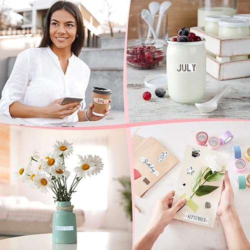 Miniatura 5 de Eaasty 24 hojas de calcomanías de planificador mensual, calcomanías creativas para diario, calendario estético para calendarios, libros de papel,