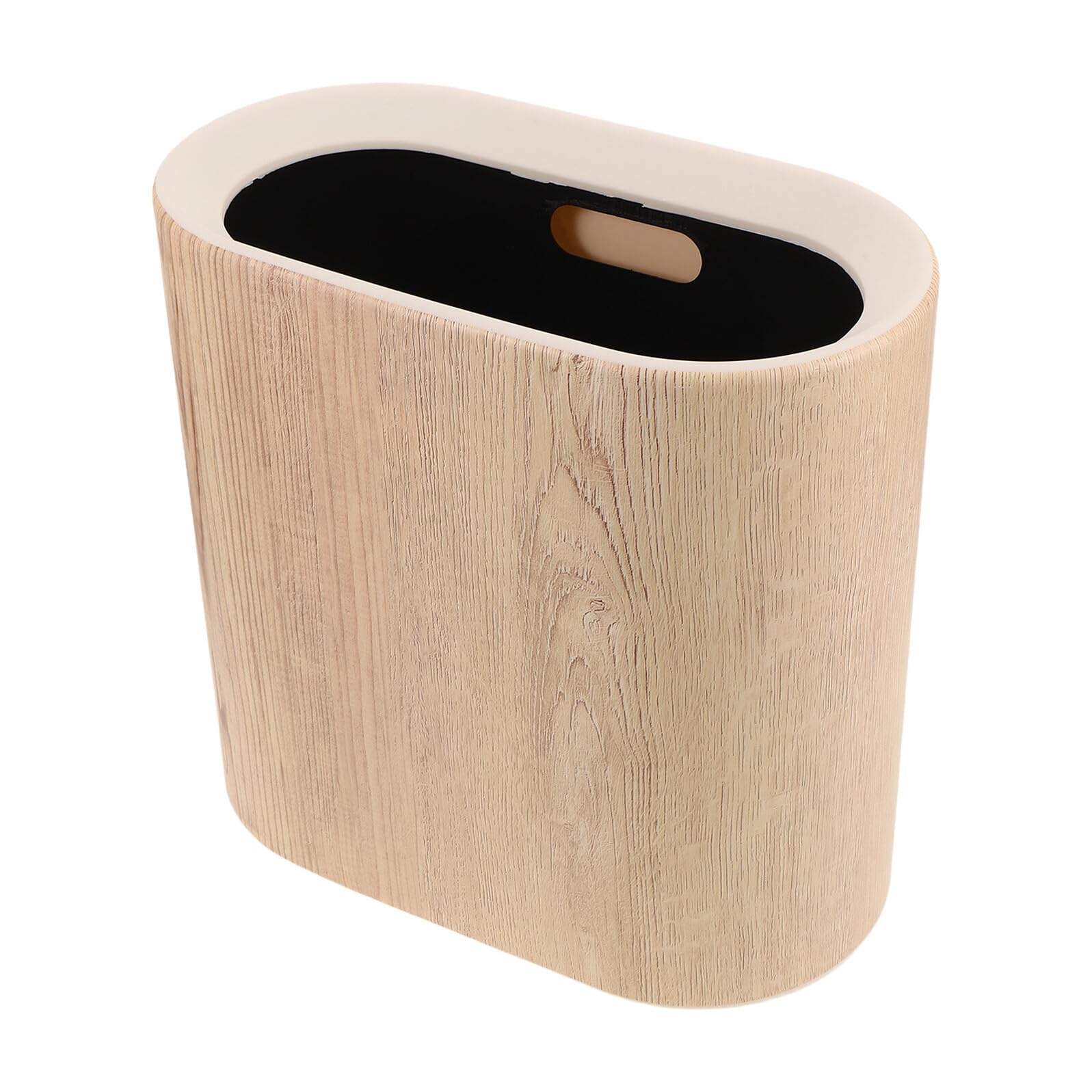 Pattumiera con Coperchio Sigillato Cestino per Carta Effetto Legno Adatto Spazi Stretti Camera da Letto Ufficio e Bagni Colore Beige
