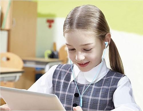 Miniatura 8 de Paquete de 4 auriculares, auriculares de oído, auriculares multicolores con cable para niños, teléfono para aula, escuela, juego de enchufes,