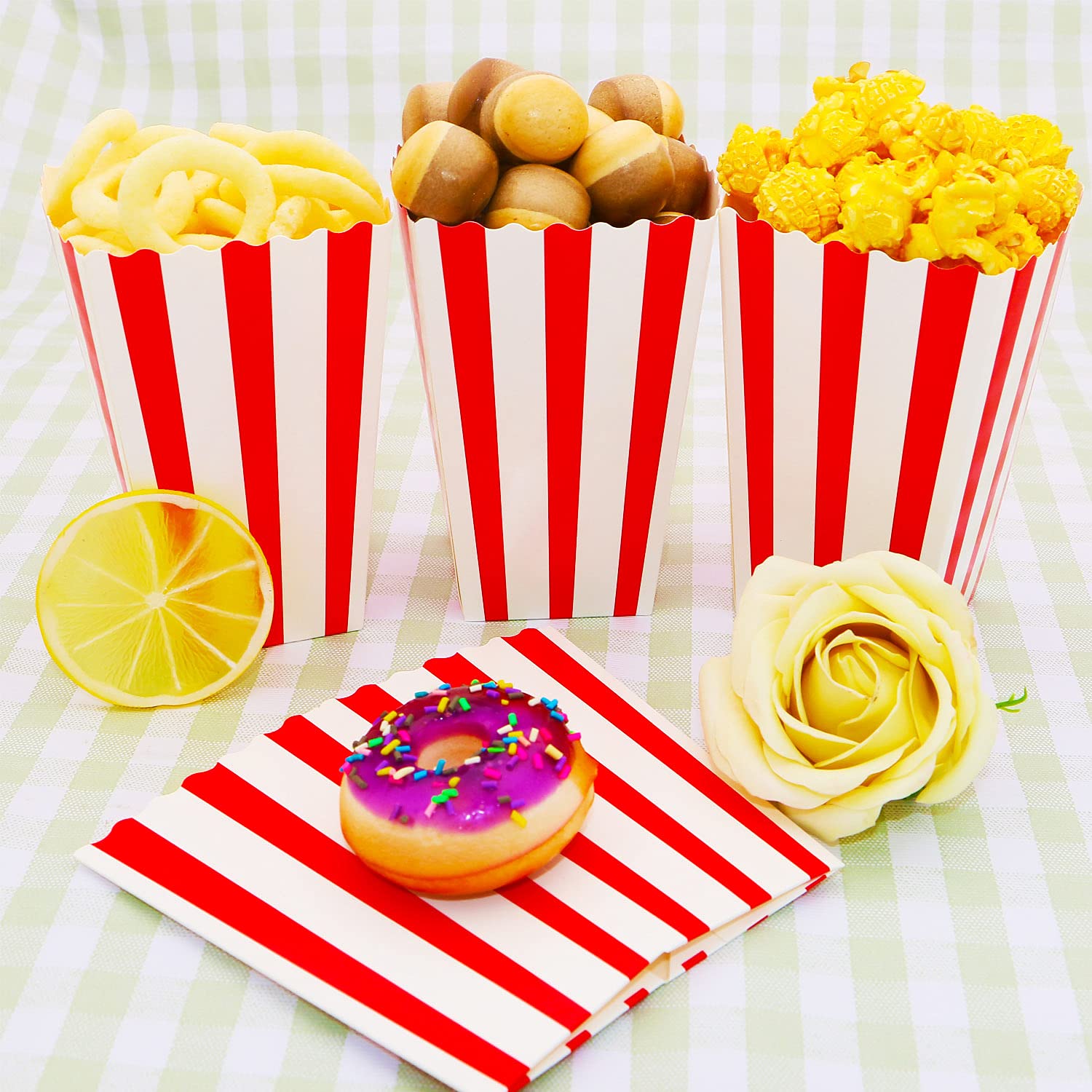 Pack Of 200 Small Popcorn Bags, Popcorn Bags, Red Stripes, Popcorn Paper Bags, Popcorn - View #6
