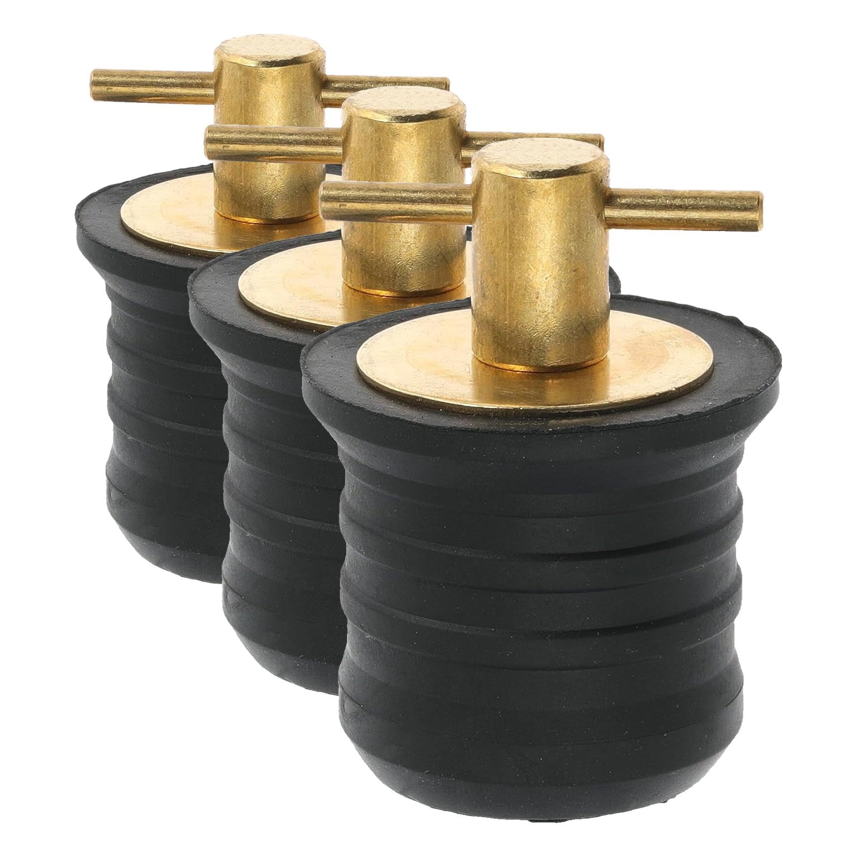 2 Pcs Boat Drain Plug with T Handle - Snap Rubber Plugs with Brass/Stainless Steel Handle - Marine Twist Accessories