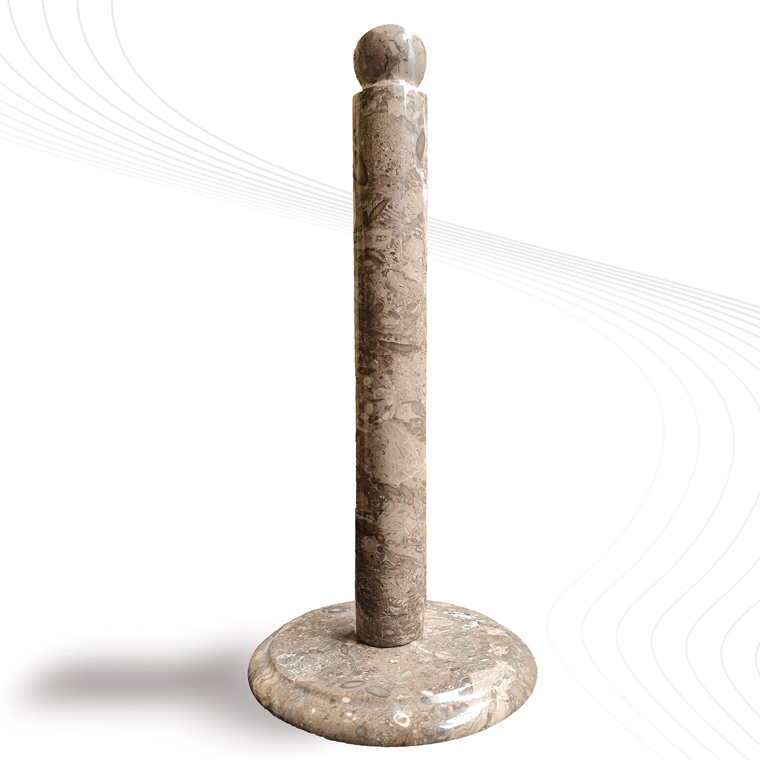 Luxury Handmade Fossil Marble Paper Towel Holder Stand for Kitchen Countertop, Dining Table, Cabinet, Bathrooms & Housewarming Gifts., Gray, 12.5x6x6 (PTH2021)