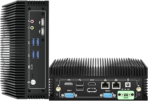 Mini PC industrial Thunderbolt 4 sin ventilador i7, Intel 12th i7-1260P Dual Ethernet Mini computadora de escritorio de doble canal 16 GB DDR4 RAM