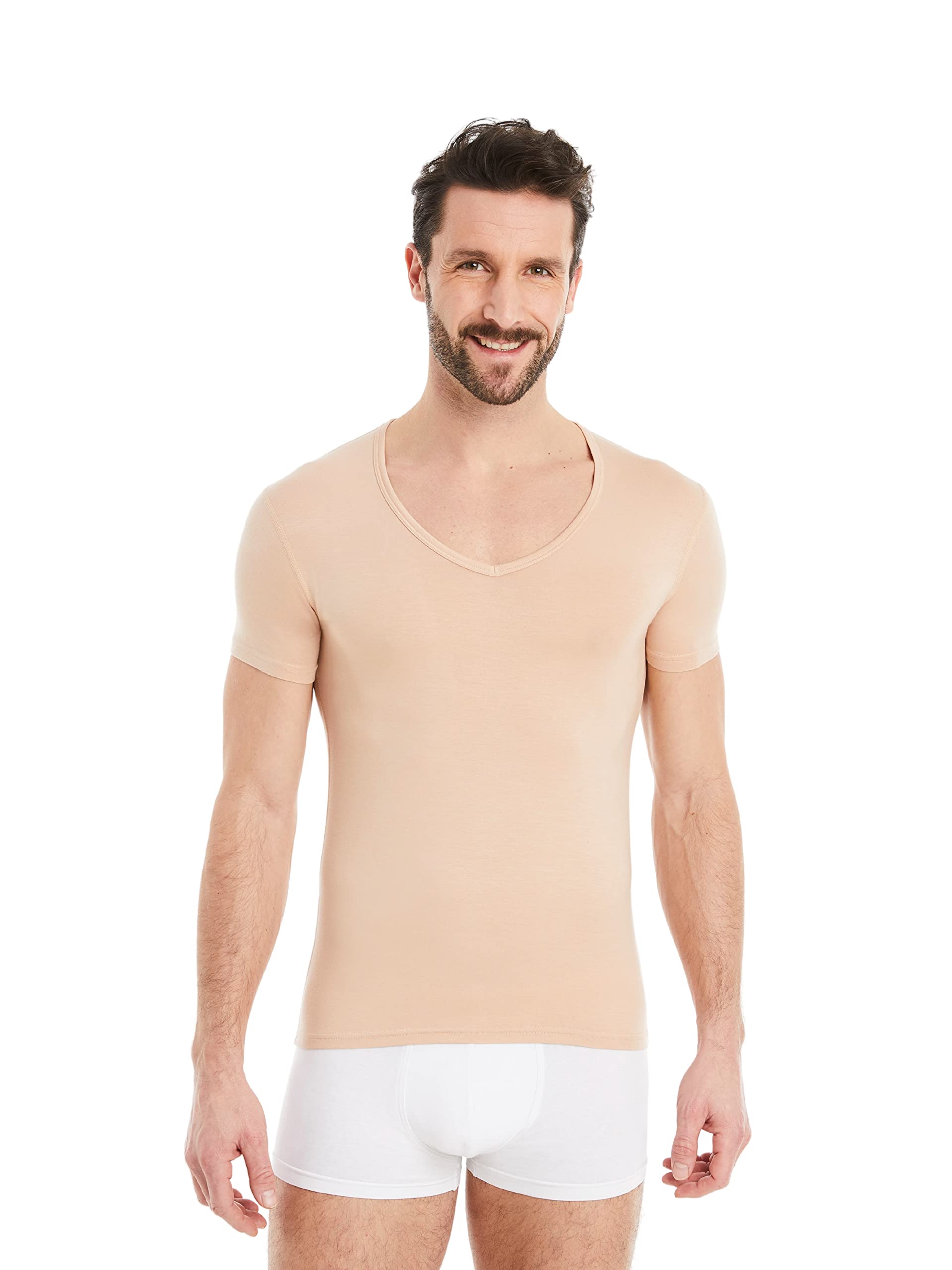FINN Business Unterhemd Herren Kurzarm mit V-Ausschnitt - Unterziehshirt Männer aus original Lenzing® Modal Stoff - Das perfekte T-Shirt unter Hemd und Anzug
