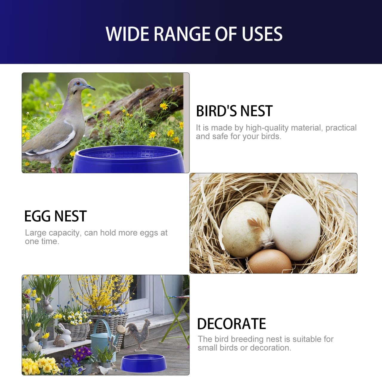 ORFOFE 3Pcs Plastic Pigeon Breeding Nest Bowl Egg Laying Basin for Homing Doves Pigeons and Small Birds Compact Bird Nesting Supply