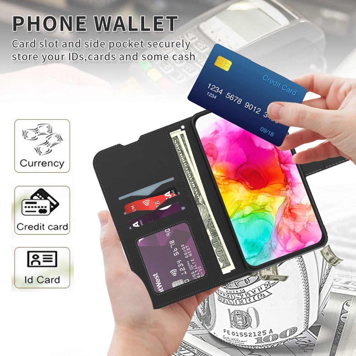 SDDFRHGH for GOOGLE Pixel 8 pro Phone Case Wallet with Card Holder (2023 Release,6.7