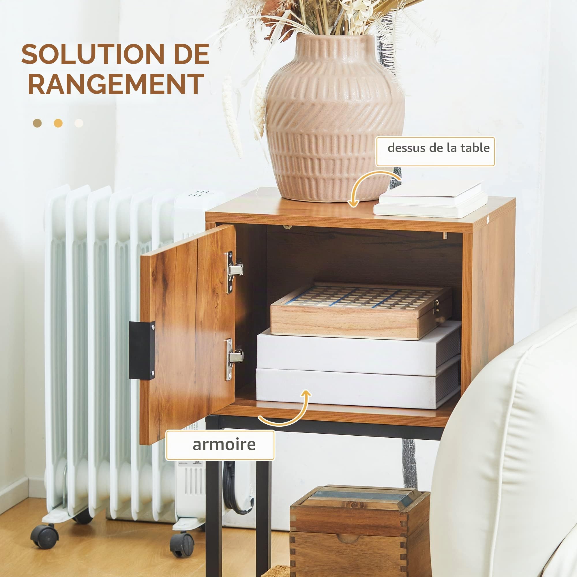 HOMCOM Table Console avec Espace de Rangement, Table Basse Table de Couloir au Design Industriel, Table d'appoint pour entrée, Salon, Couloir, Acier, Naturel, 40 x 30 x 76 cm
