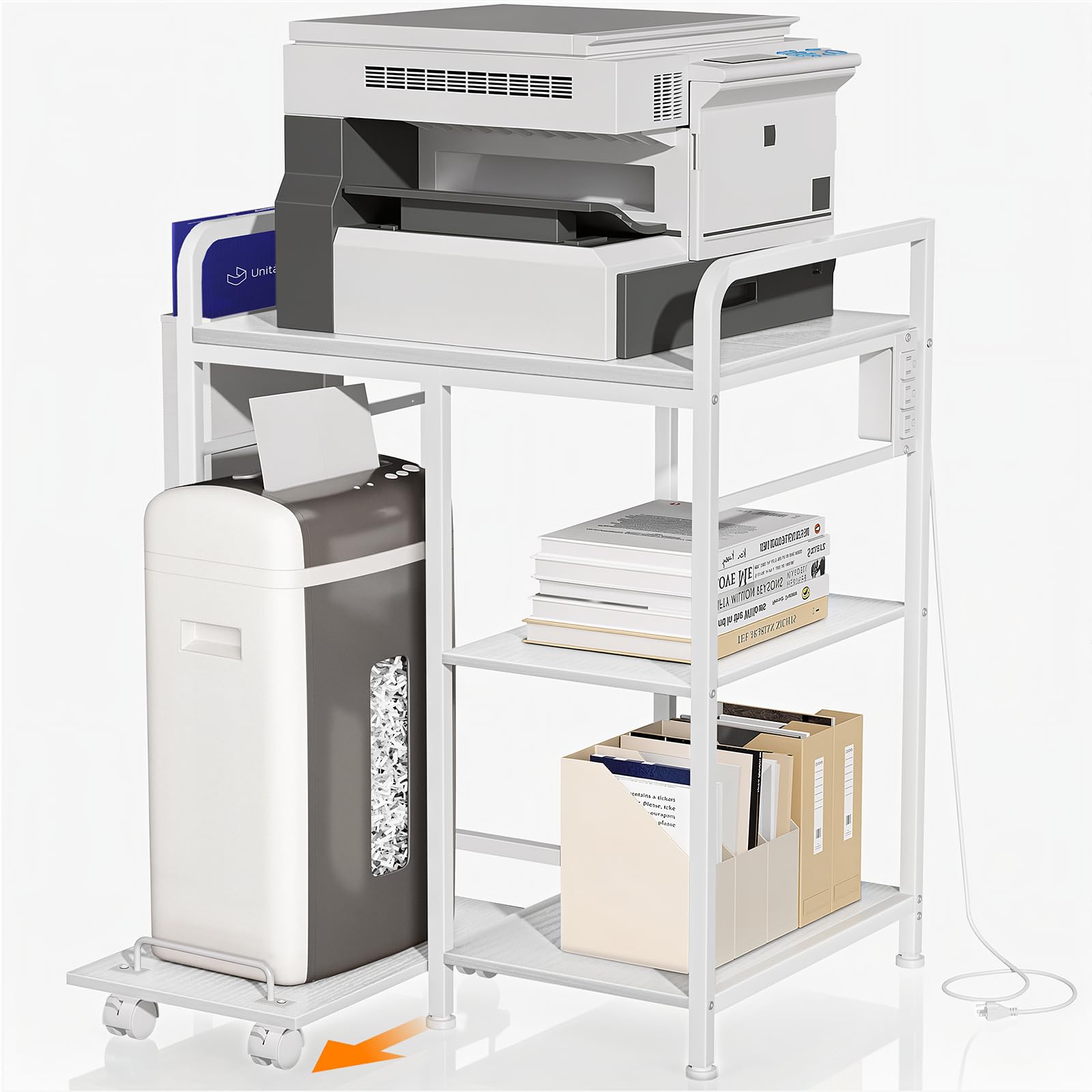 Large Printer Stand with Storage: 24x18 Inch Printer Table for Home Office