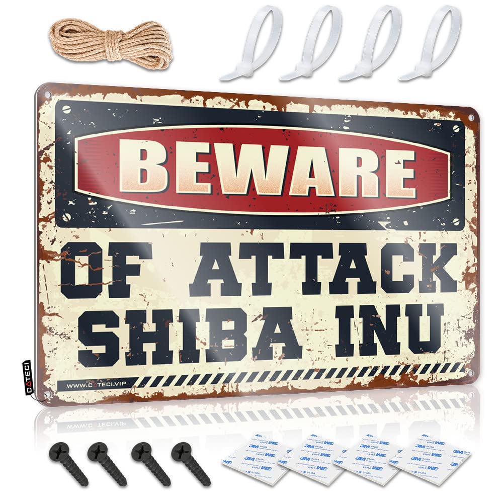 Bar Sign For Home Decor Beware Of Attack Shiba Inu Tin Sign Bar Stuff For Man Cave Funny Bedroom Decor(30X40CM)