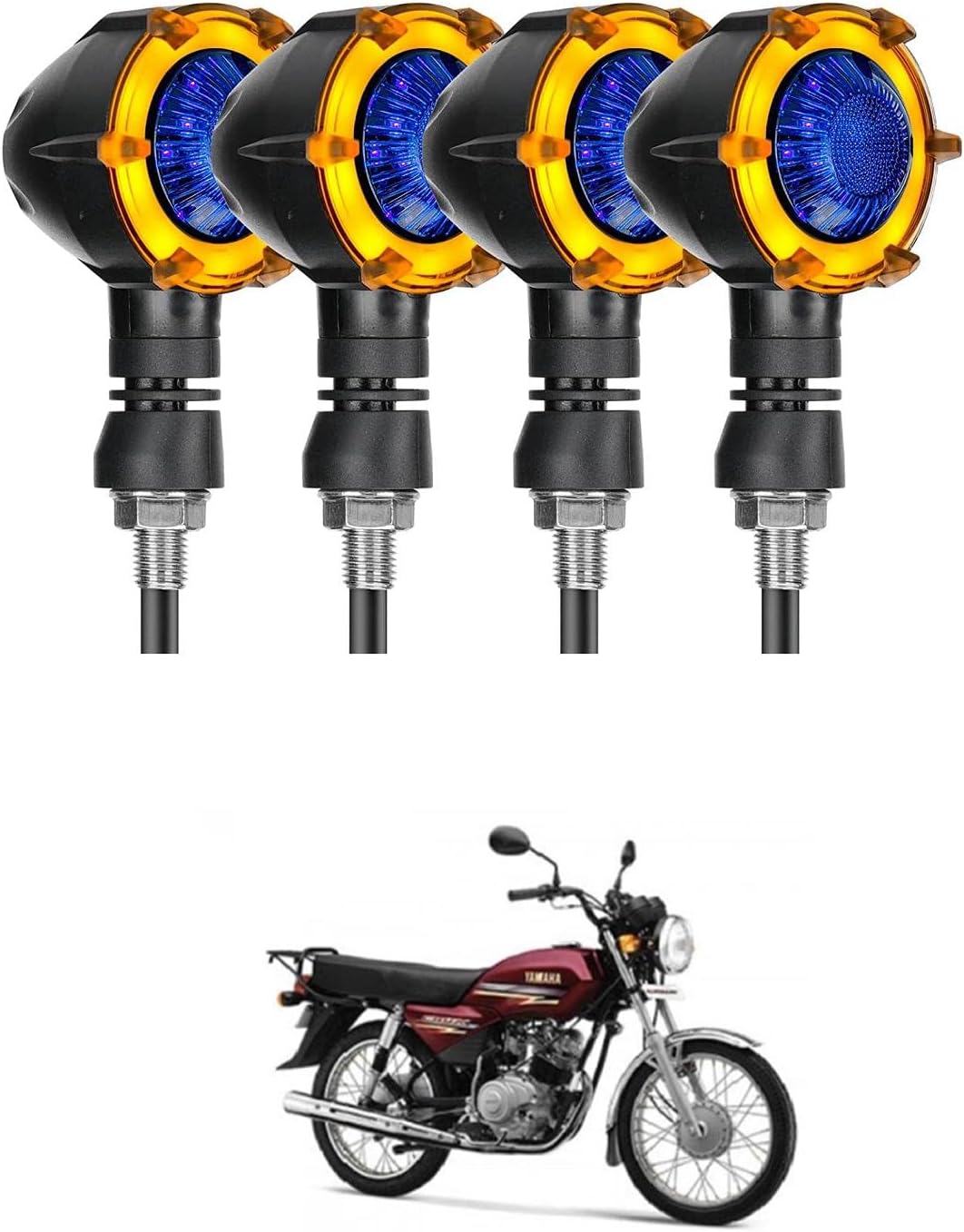 Sequential Turn Signals Light LED Switchback Flowing Motorcycle Blinkers LED Turn Signal Lights For Amber+Blue Lamp Universal Compatible With Y-amaha Crux