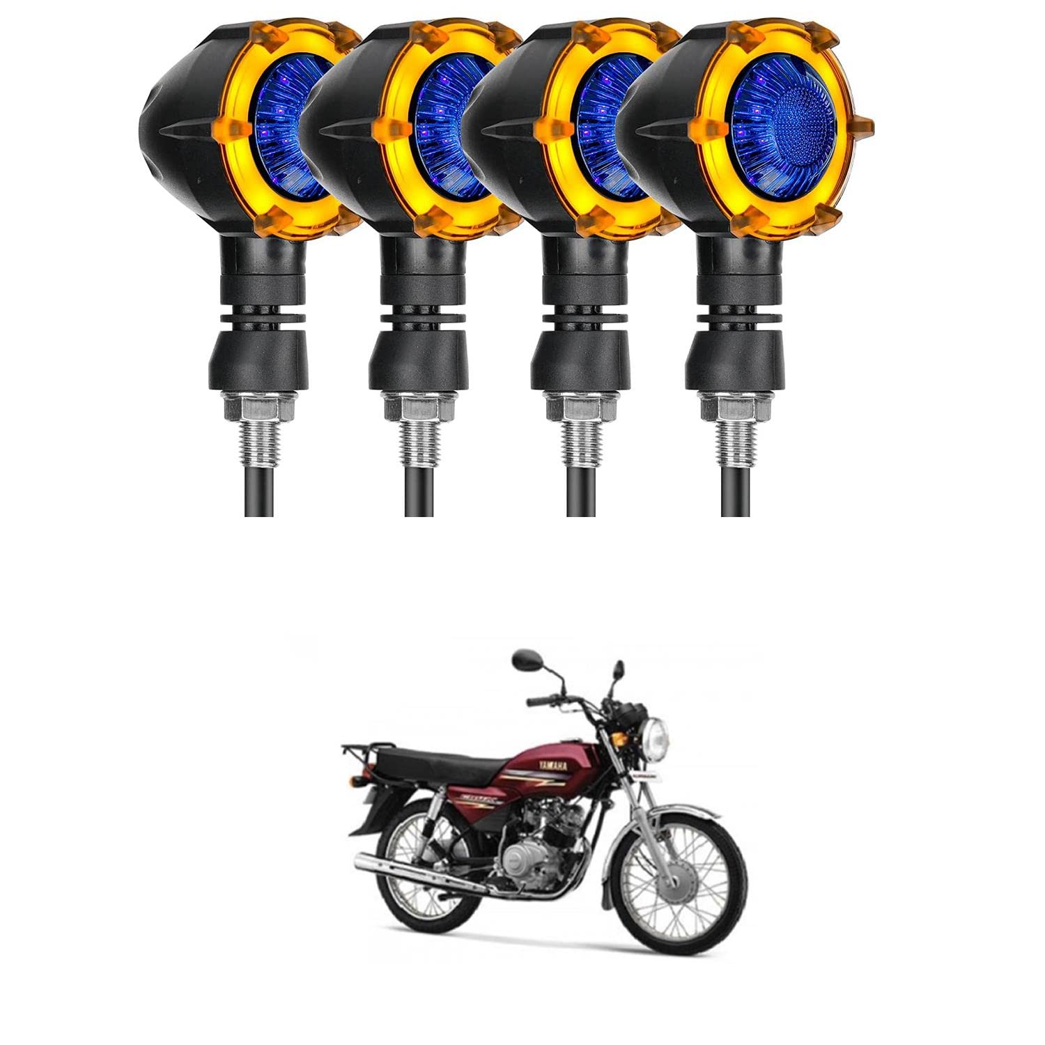XZRTZ Sequential Turn Signals Light LED Switchback Flowing Motorcycle Blinkers LED Turn Signal Lights For Amber+Blue Lamp Universal Compatible With Y-amaha Crux