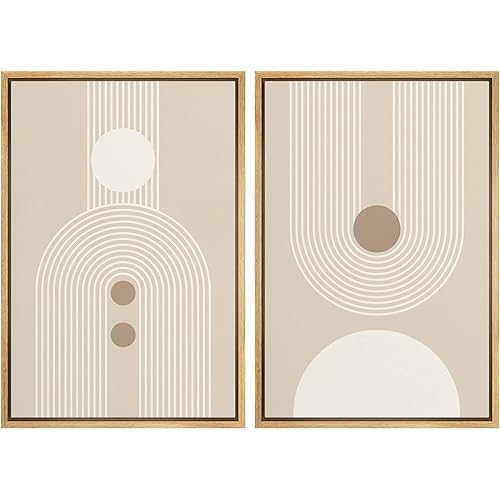 SIGNWIN Framed Canvas Print Wall Art Set Retro Nordic Geometric
