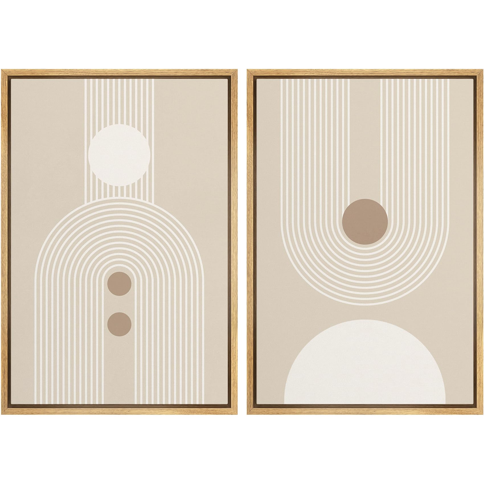 SIGNWIN Framed Canvas Print Wall Art Set Retro Nordic Geometric Pattern Abstract Shapes Cozy Neutral Modern Art Decorative Nordic Multicolor for