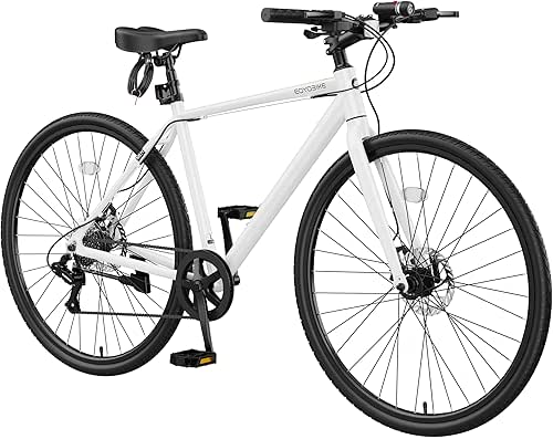 MOONCOOL Hybrid Bike for Men, 700C Aluminum 29LB Ultra-Light 8
