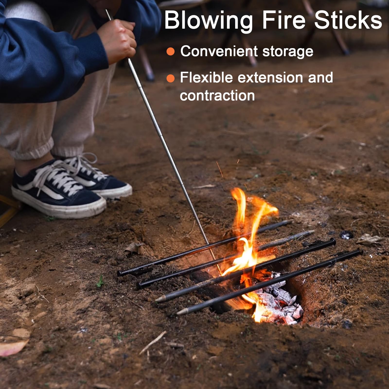 FAELNK Grillspieße Edelstahl Ausziehbar Holzgriff mit Teleskop Blasrohr Grillgabel Ausziehbar 81cm für BBQ Hotdog Teleskop Camping Lagerfeuer Zubehör Ausziehbar Grillgabel
