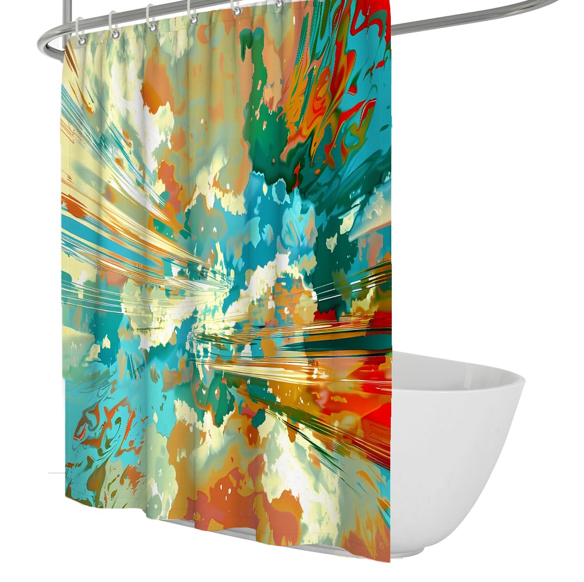 Rideau de Douche Art Splash Aquarelle Dynamique Moderne 200 x 220 cm