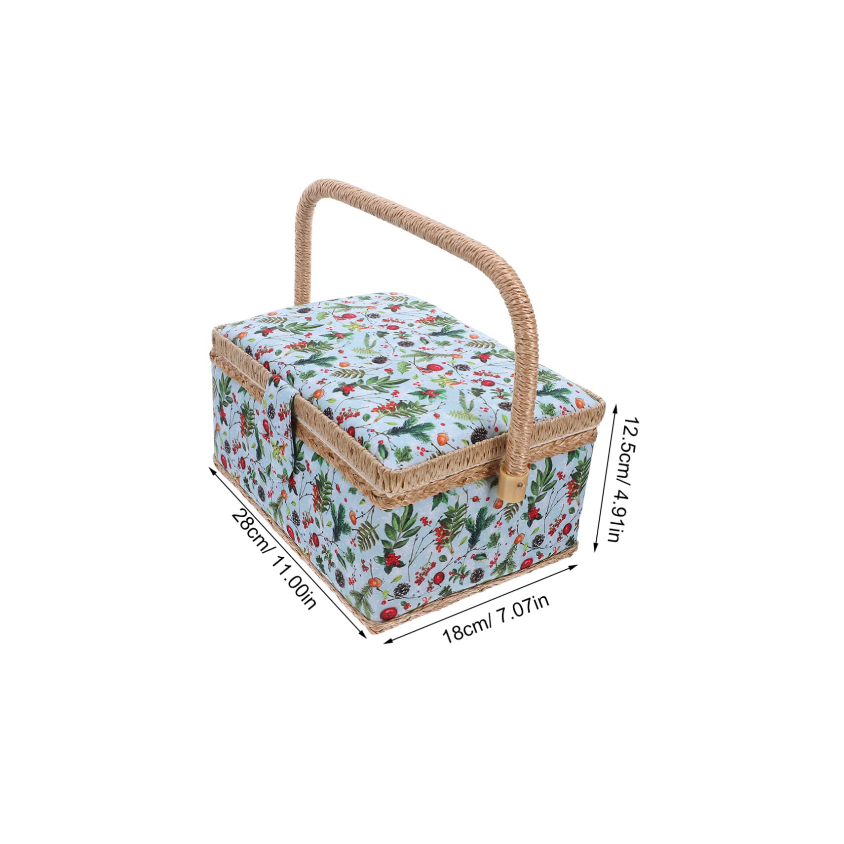 Holibanna Cesta de Costura Espaciosa con Diseño Navideño Europeo Organizador Portátil para Accesorios de Bordado y Suministros de Costura Caja de Tela con Asa para Decoración Festiva y Viaje