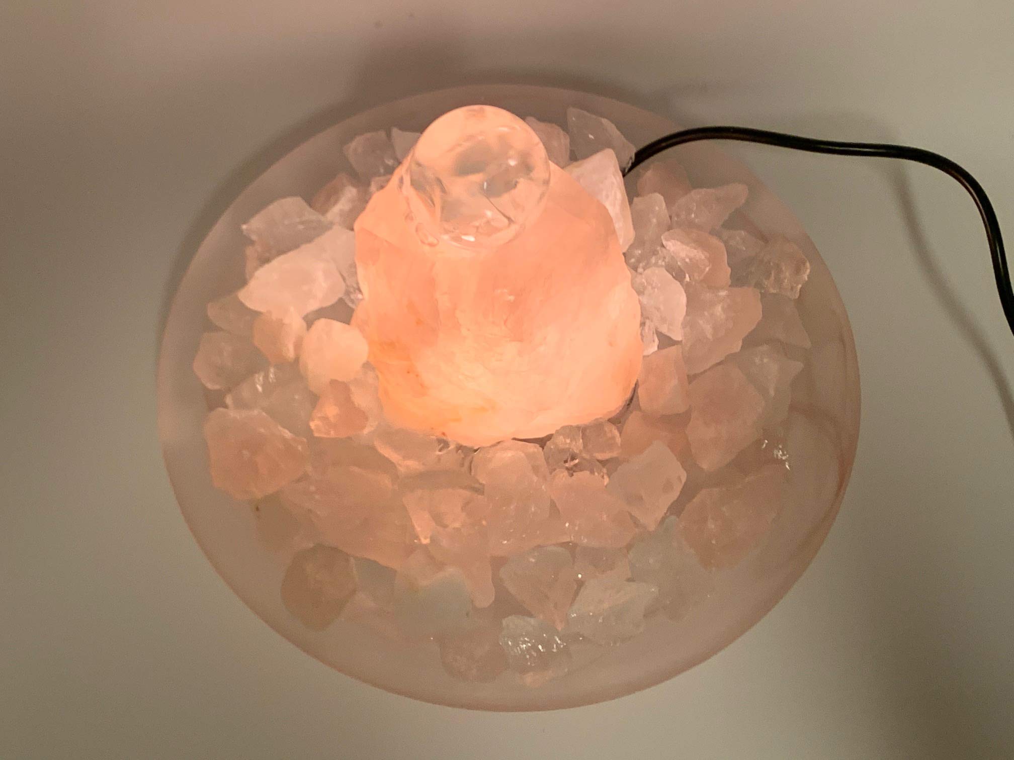 Kugelbrunnen Salonica Rosenquarz mit Beleuchtung (Schalenfarbe: Rosa)