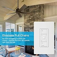 Vista 5 de Lutron Caseta Smart Fan - Interruptor de control de velocidad (requiere Lutron Smart Hub), un polo, PD-FSQN-LA, almendra clara
