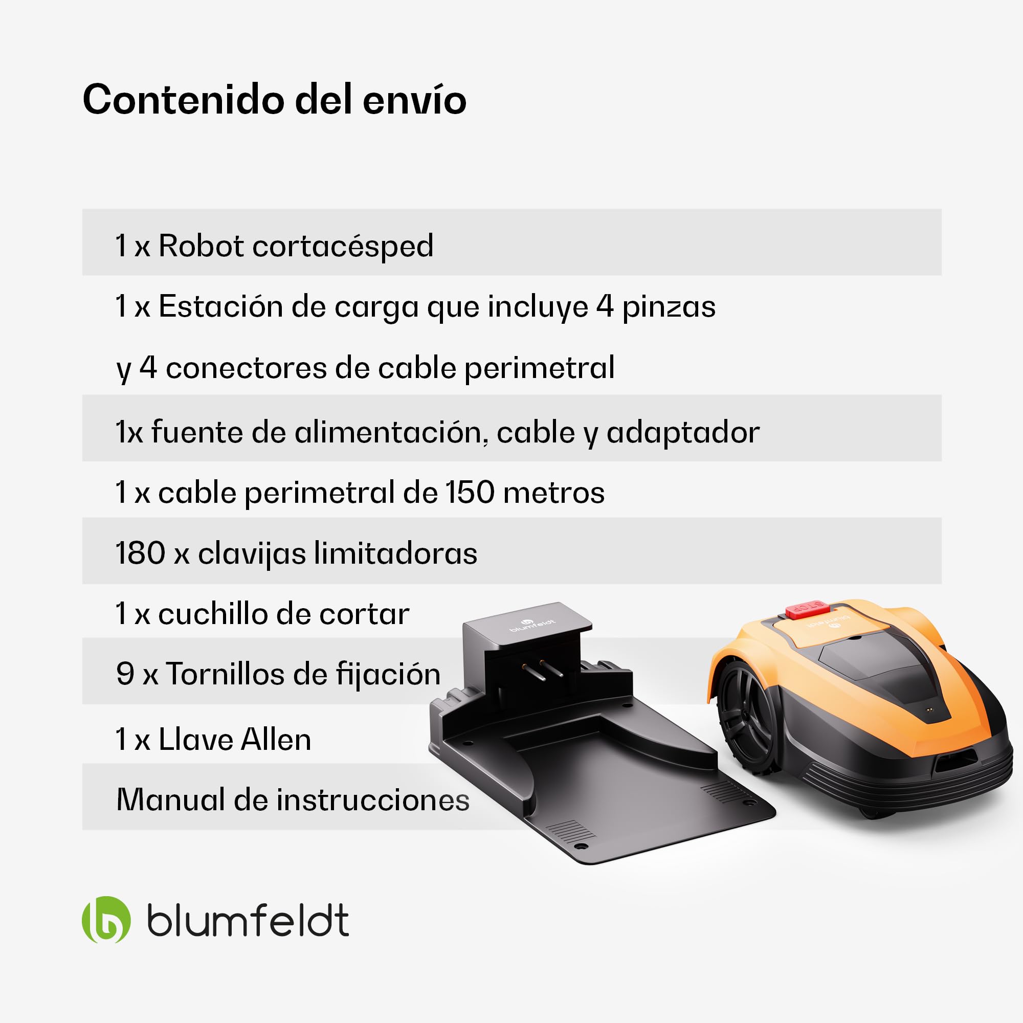blumfeldt Robot Mower Inteligente para Jardines de hasta 1400 m², Batería de Iones de Litio de Larga duración, Funcionamiento silencioso, con Cable delimitador - desbrozadora a bateria