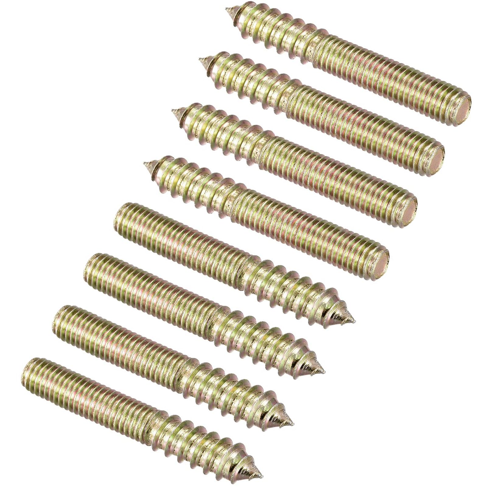 TOP-VIGOR 8Pcs Hanger Bolts, M10x70mm Double Headed Bolts Self Tapping Screw, Double Ended Dowel Screws, Screw Dowels Hanger