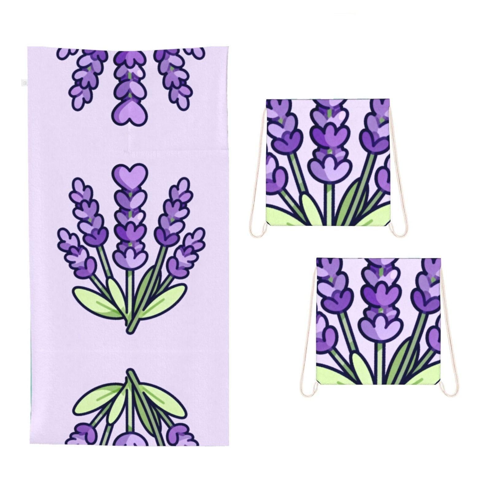 CNTDBU Purple lavender 2 in 1 Packable Towel Bag-Large Beach Towel with Stuff Sack, Super Absorbent Microfiber Travel Towel for Pool