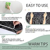 Vista 4 de 3 Pack New Years Decorations Wavy Black Tinsel Foil Fringe Curtains Party Backdrop 3.3 x 6.6 ft Streamer Backdrop Tinsel Curtains for Birthday, Pure